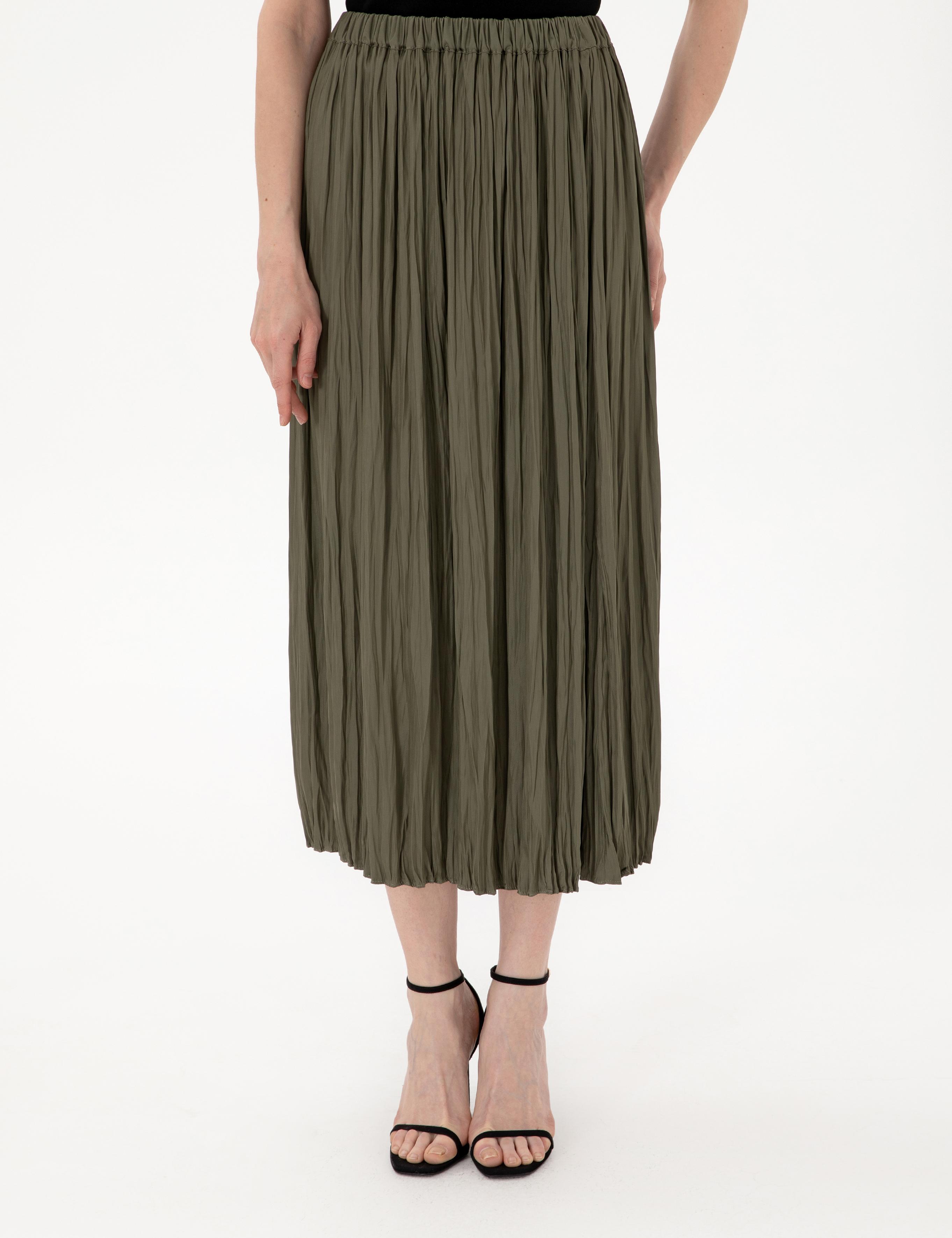 Haki A Kesim Dokuma Etek