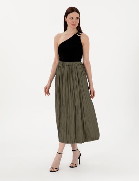 Haki A Kesim Dokuma Etek - 50301213016