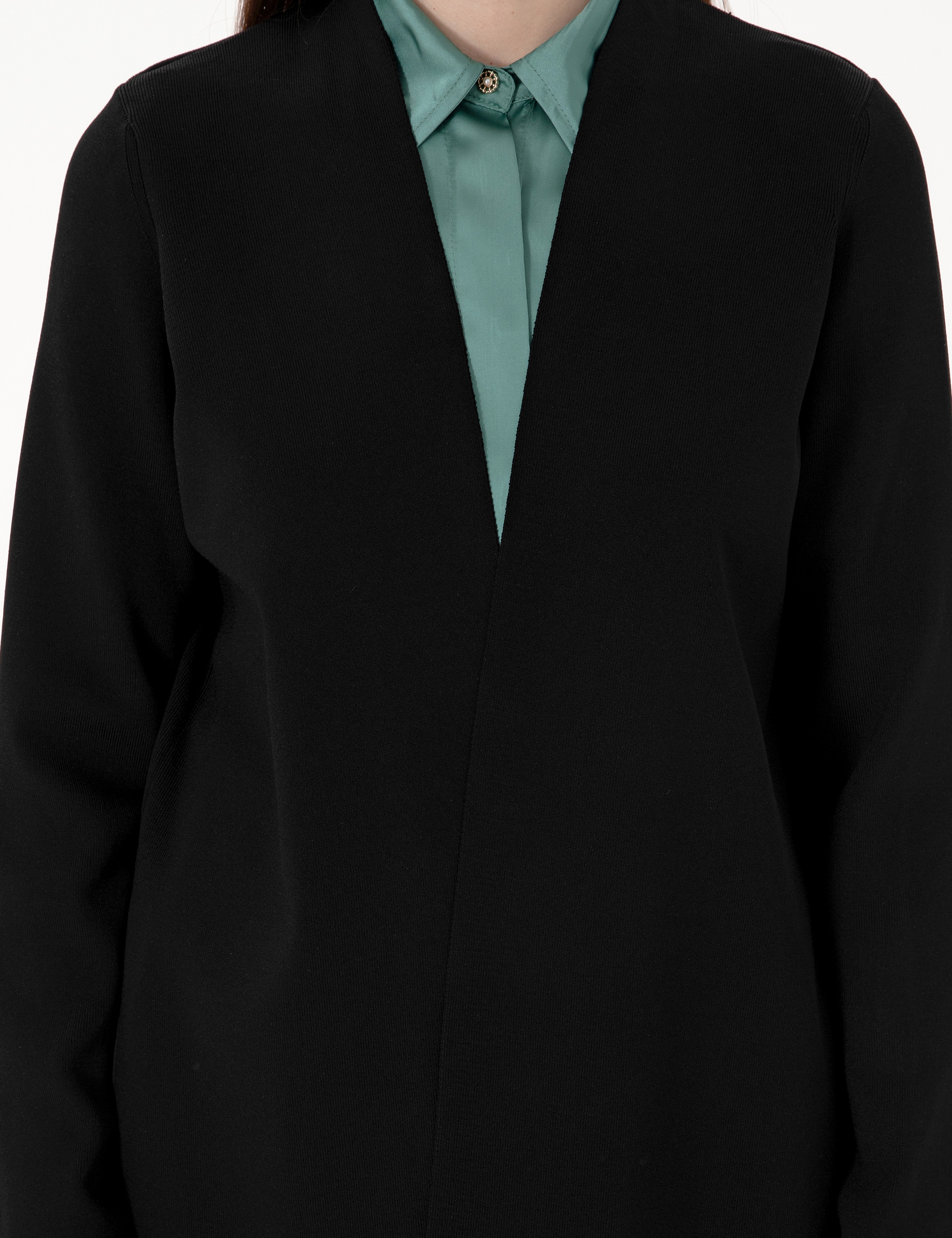 Siyah Oversize Triko Hırka - Image 7
