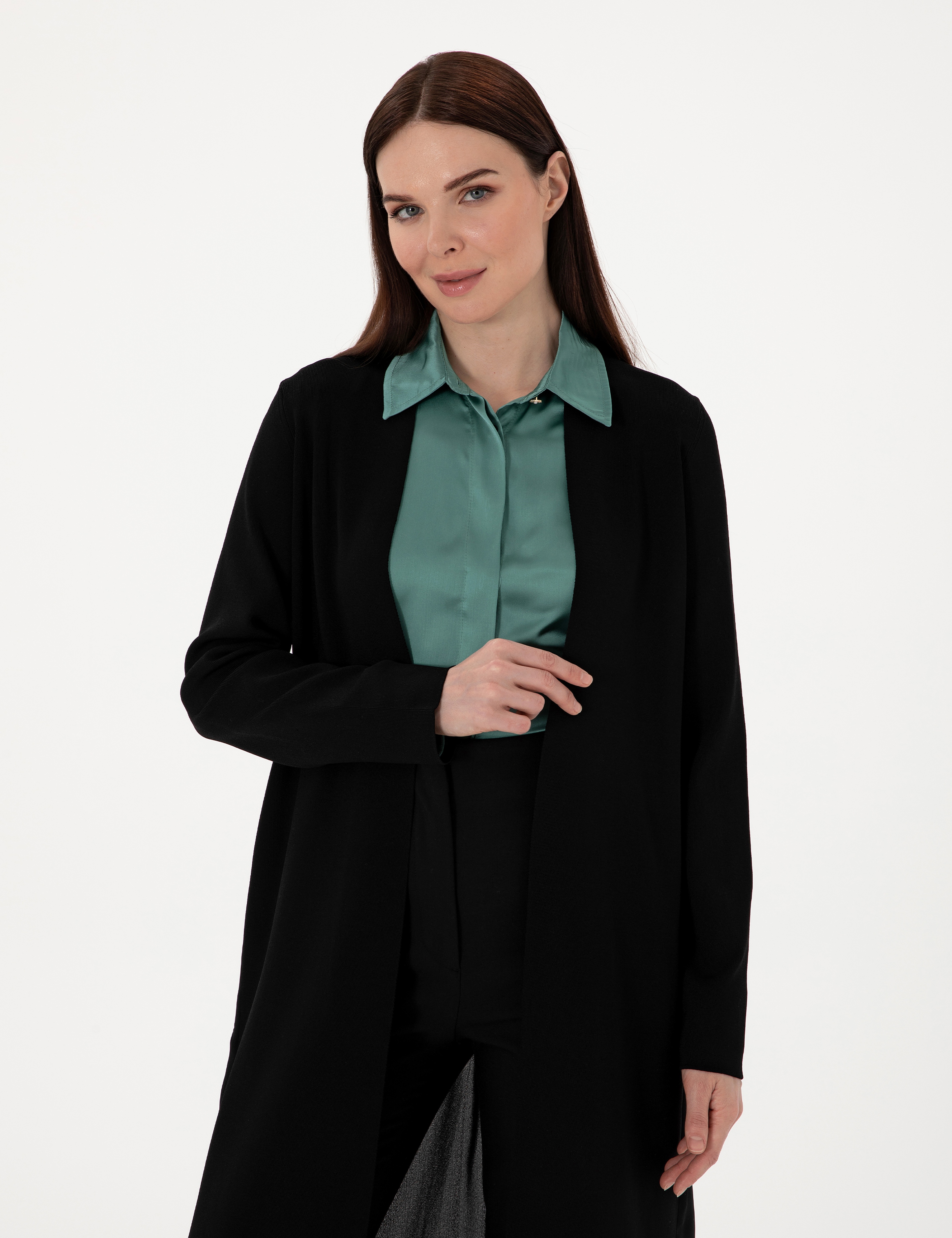 Siyah Oversize Triko Hırka - Image 3