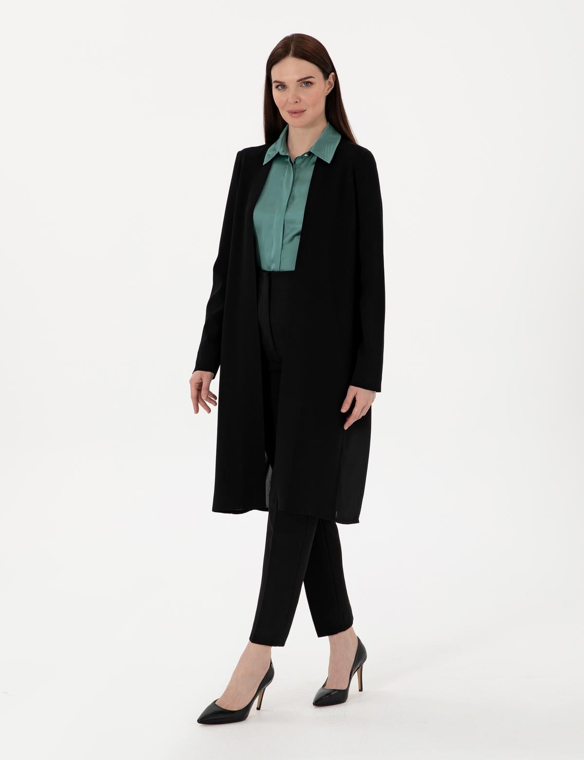 Siyah Oversize Triko Hırka - 50306965004