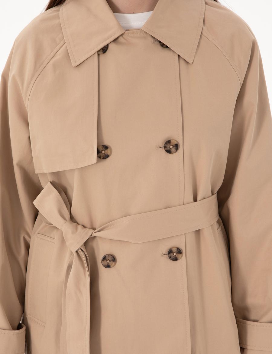 Bej Comfort Fit Trençkot