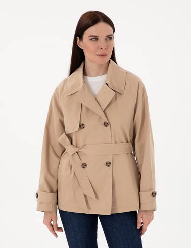 Bej Comfort Fit Trençkot