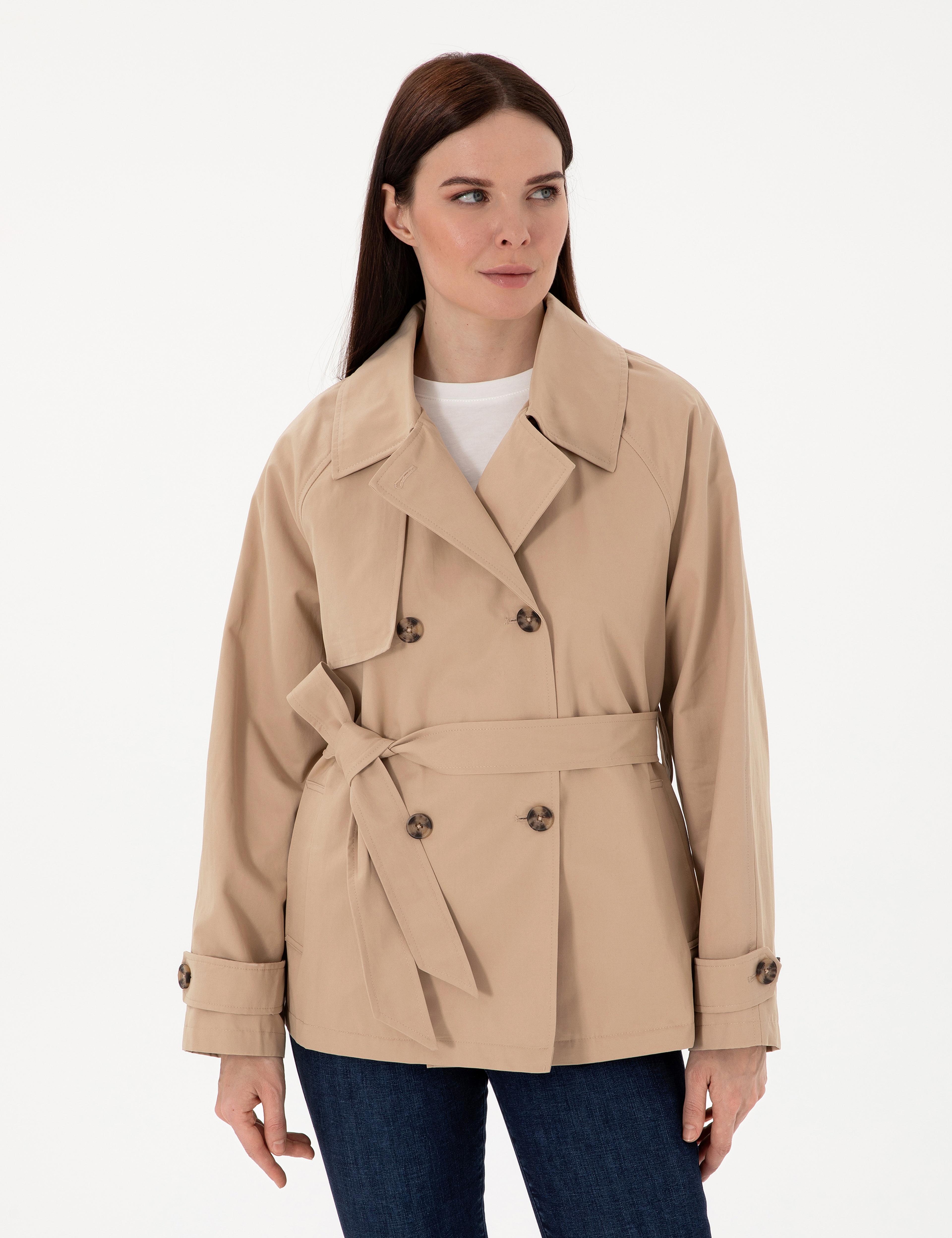 Bej Comfort Fit Trençkot