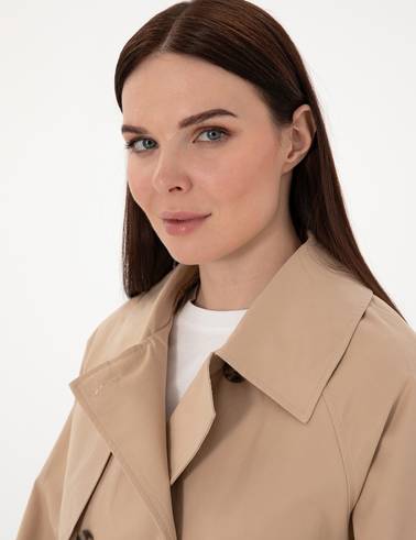 Bej Comfort Fit Trençkot