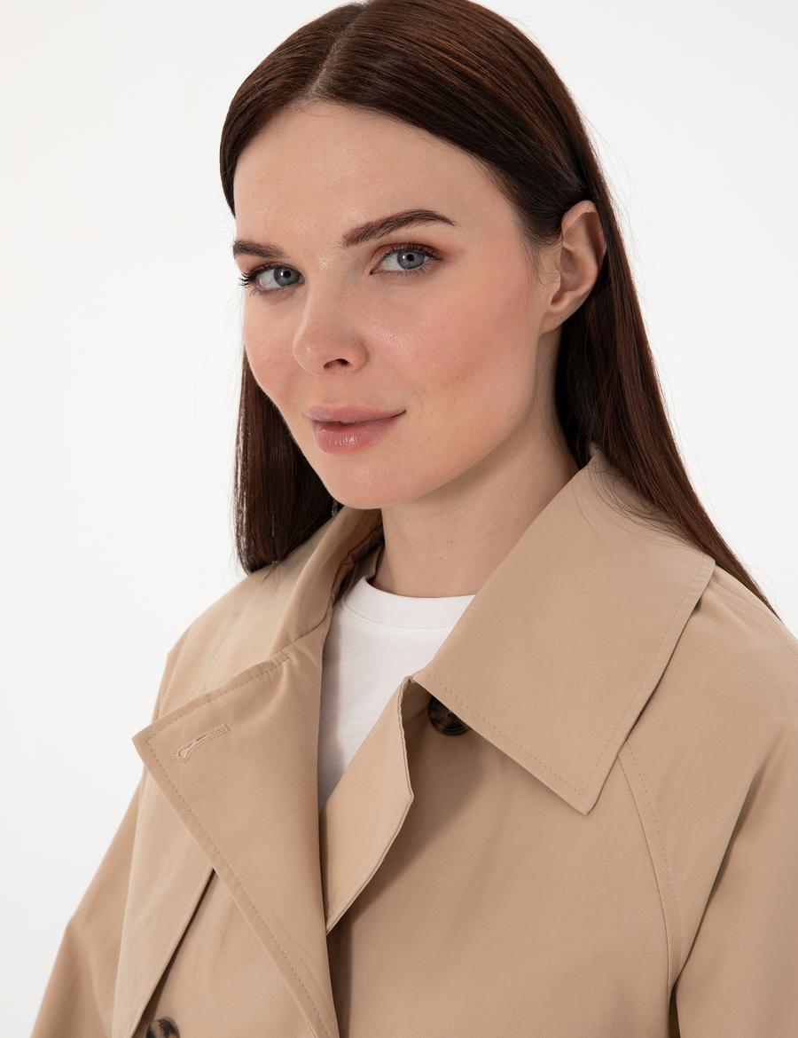 Bej Comfort Fit Trençkot