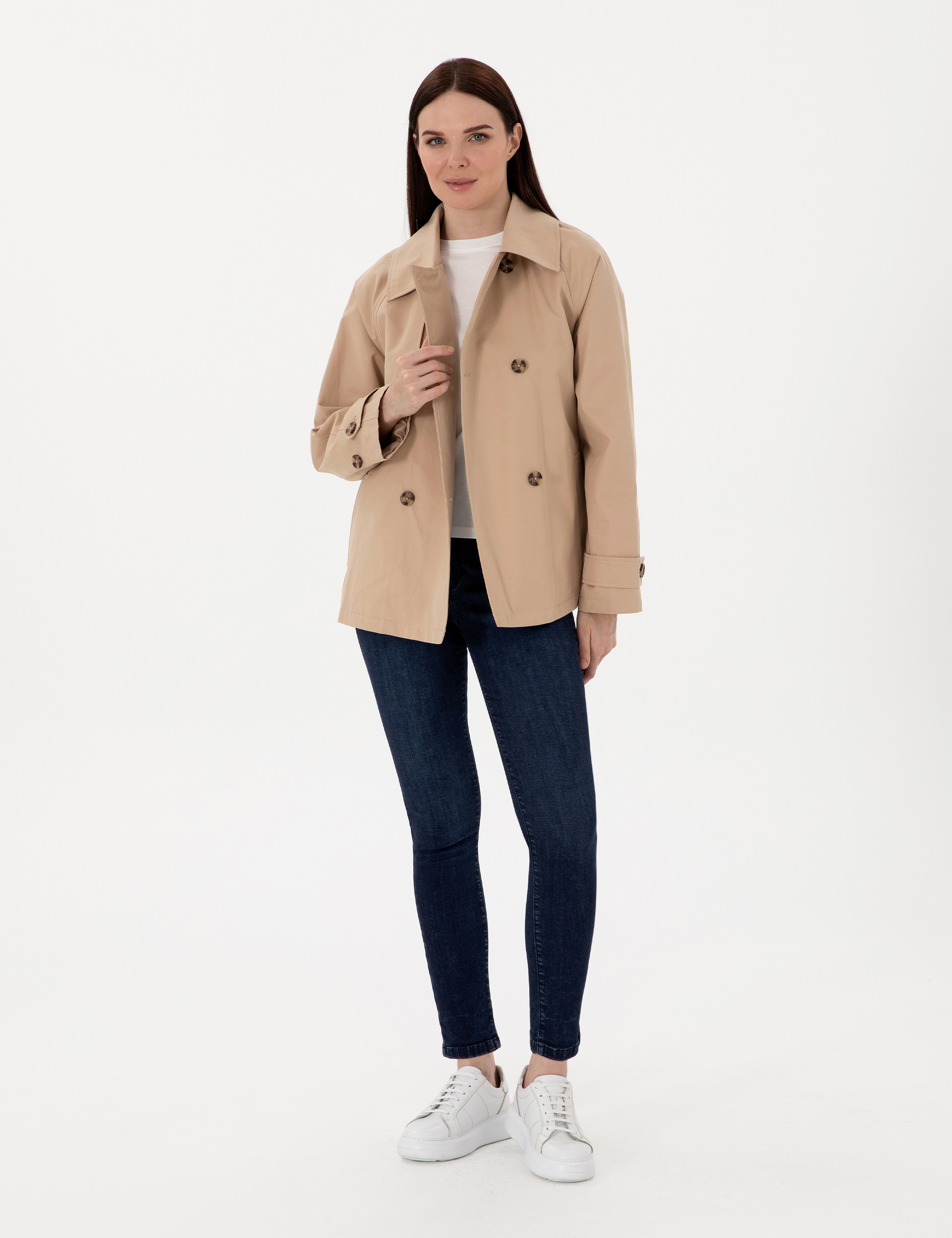 Bej Comfort Fit Trençkot - Image 4