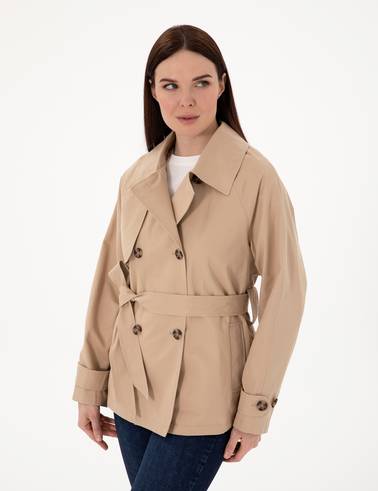 Bej Comfort Fit Trençkot