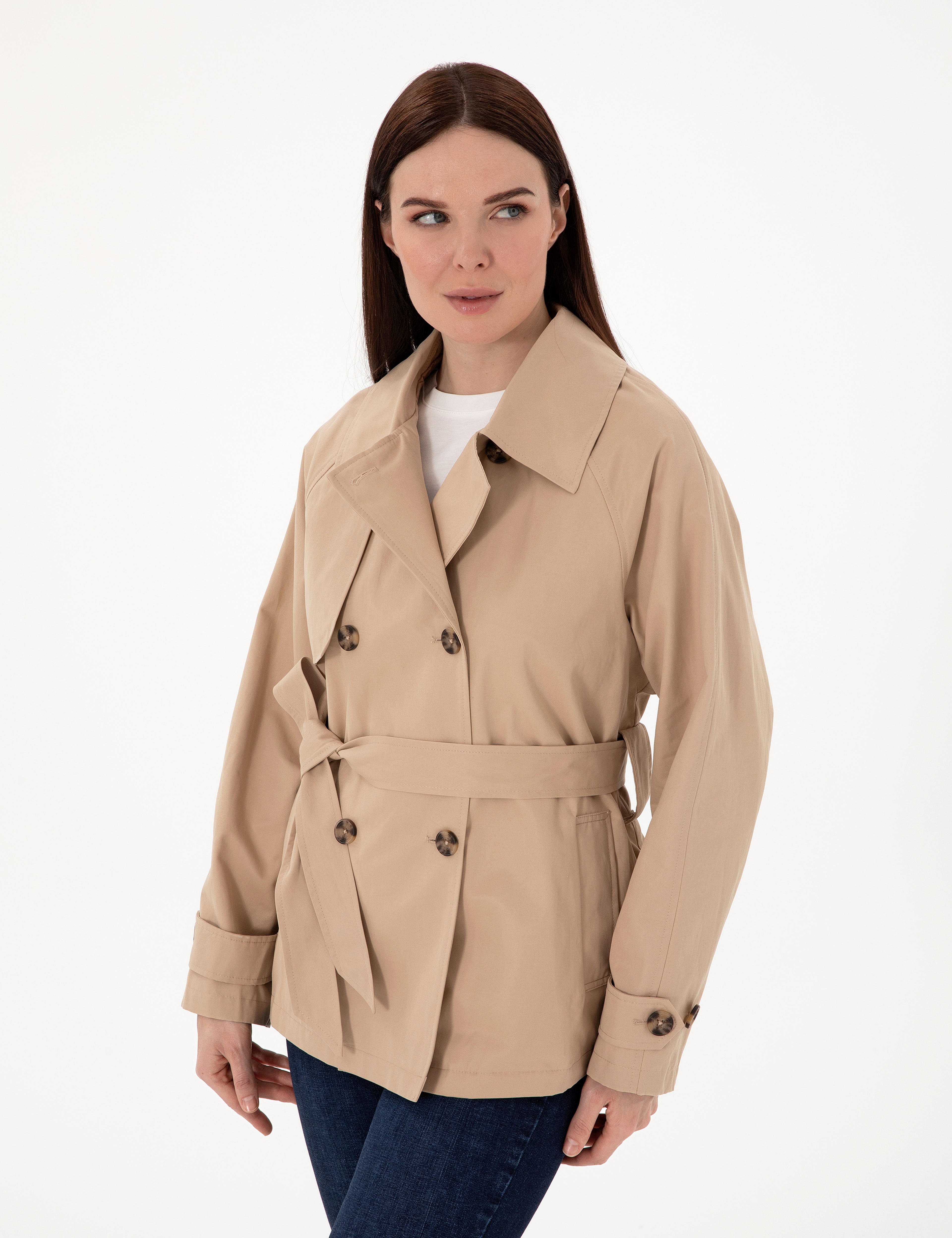 Bej Comfort Fit Trençkot
