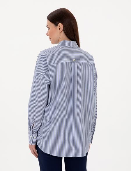 Mavi Çizgili Oversize Uzun Kollu Gömlek - 50301125002