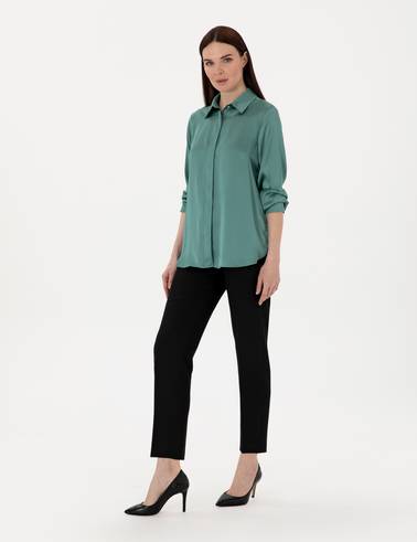 Yeşil Comfort Fit Uzun Kollu Gömlek
