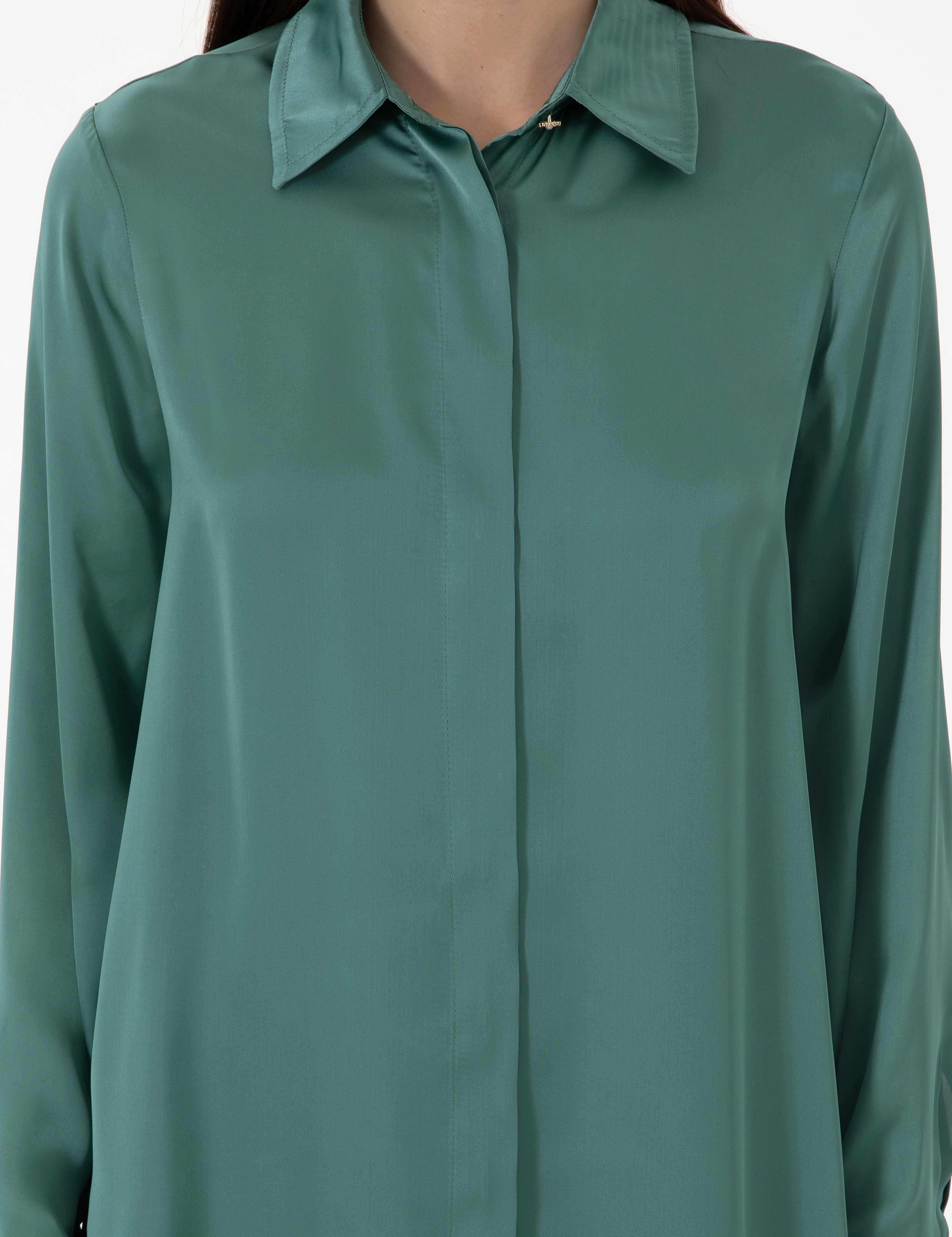 Yeşil Comfort Fit Uzun Kollu Gömlek - Image 6