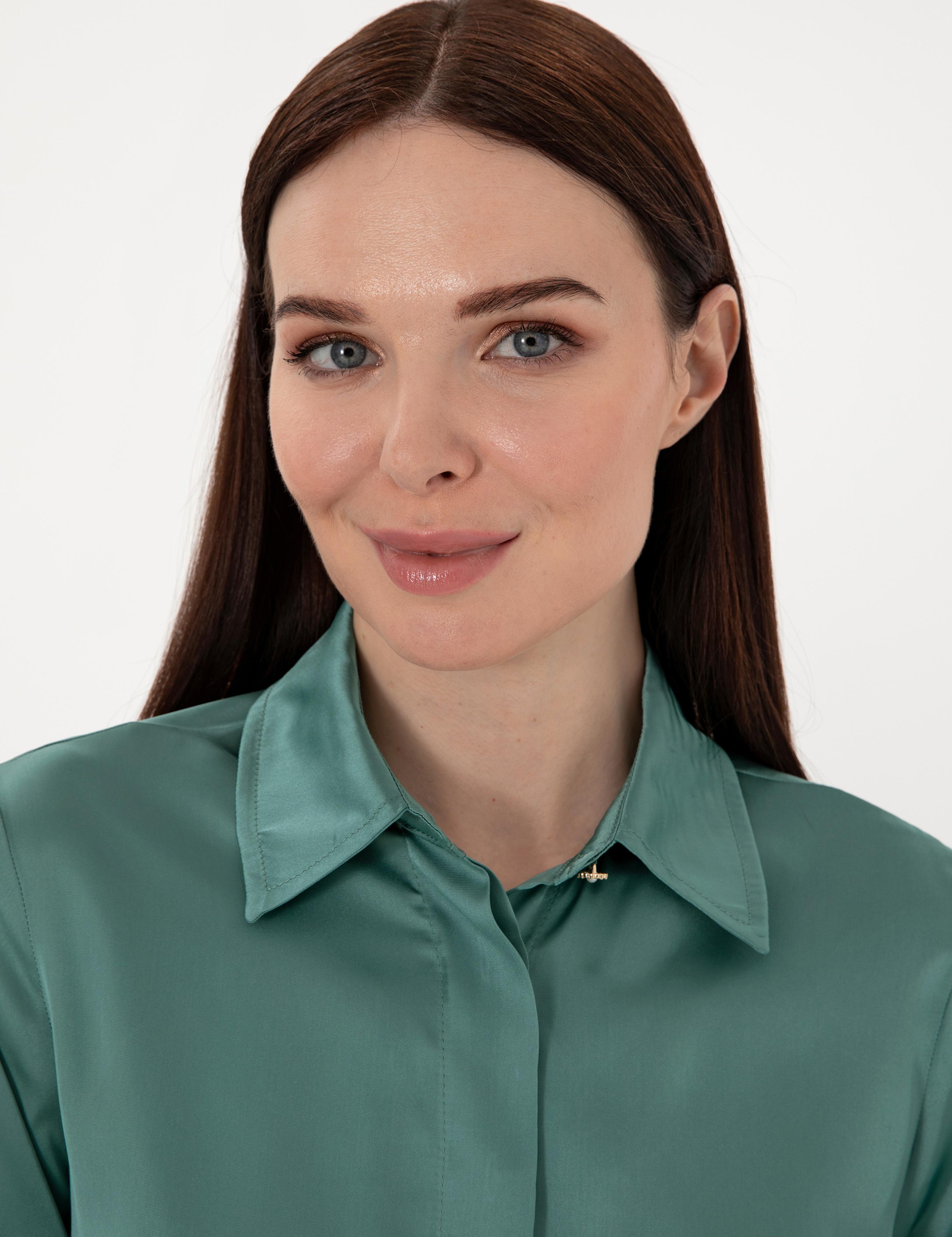 Yeşil Comfort Fit Uzun Kollu Gömlek