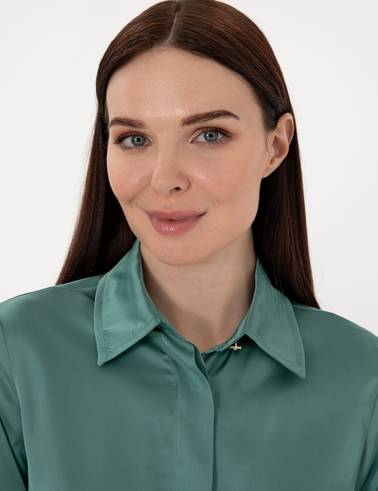 Yeşil Comfort Fit Uzun Kollu Gömlek