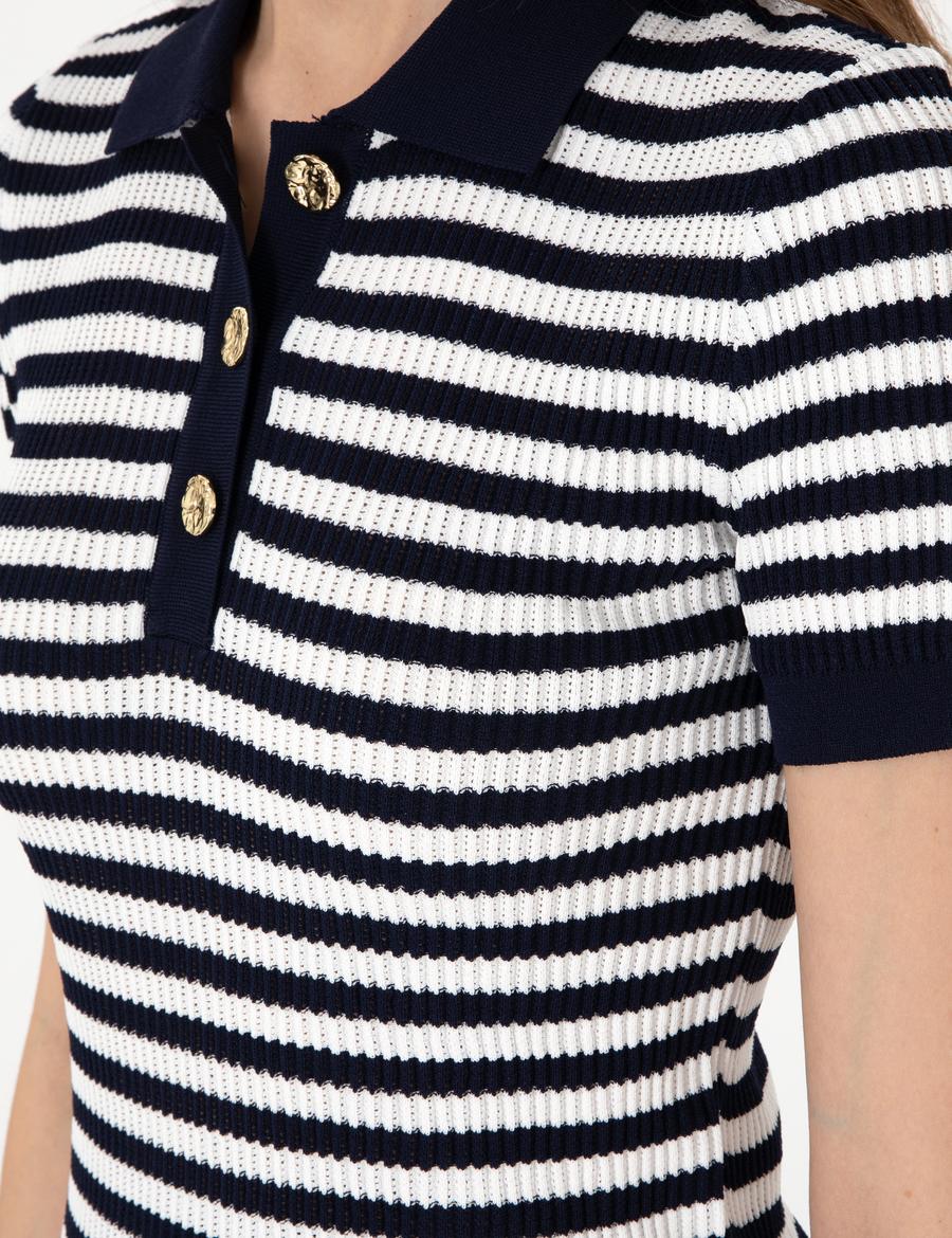 Lacivert Slim Fit Polo Yaka Triko Tişört