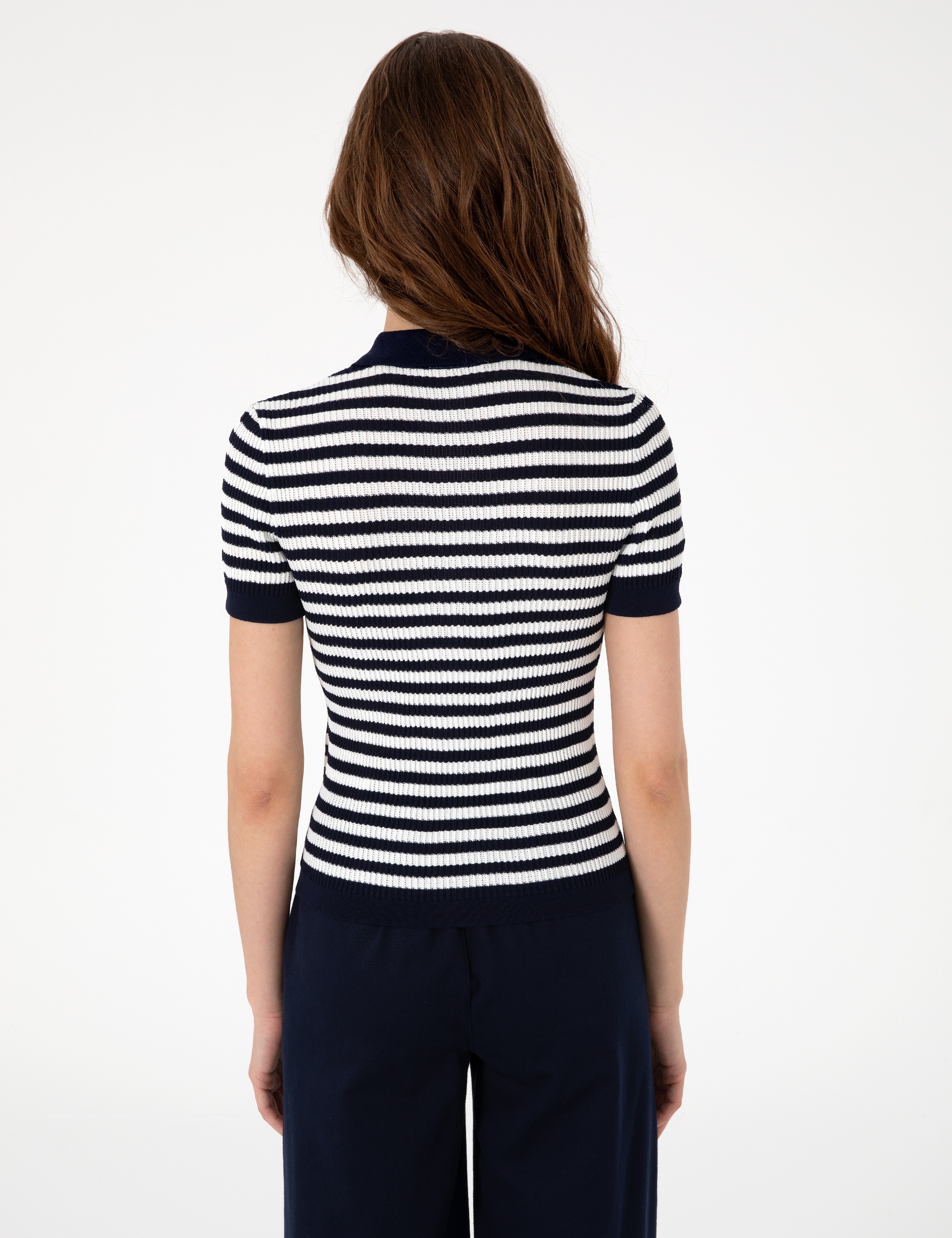 Lacivert Slim Fit Polo Yaka Triko Tişört - Image 5