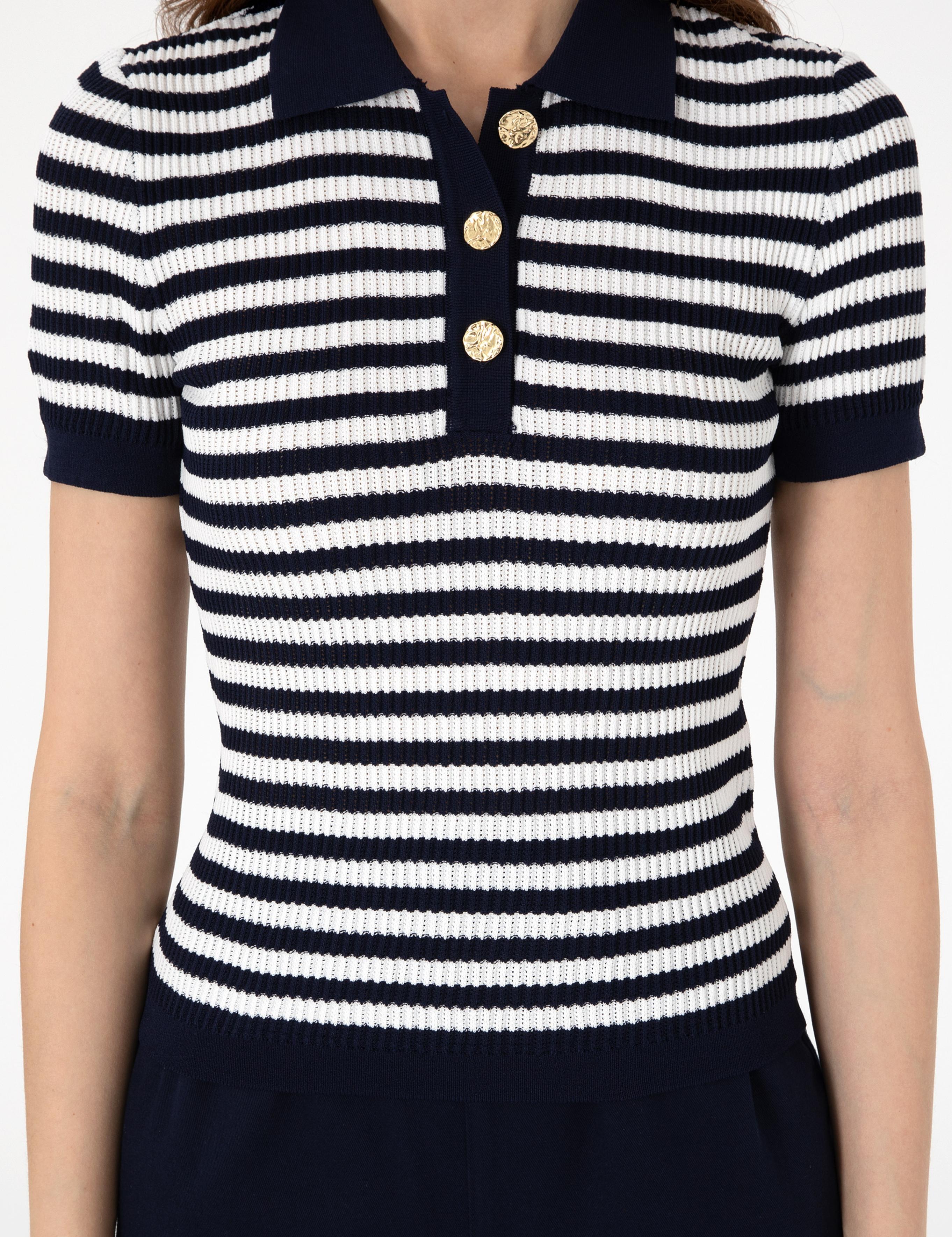 Lacivert Slim Fit Polo Yaka Triko Tişört