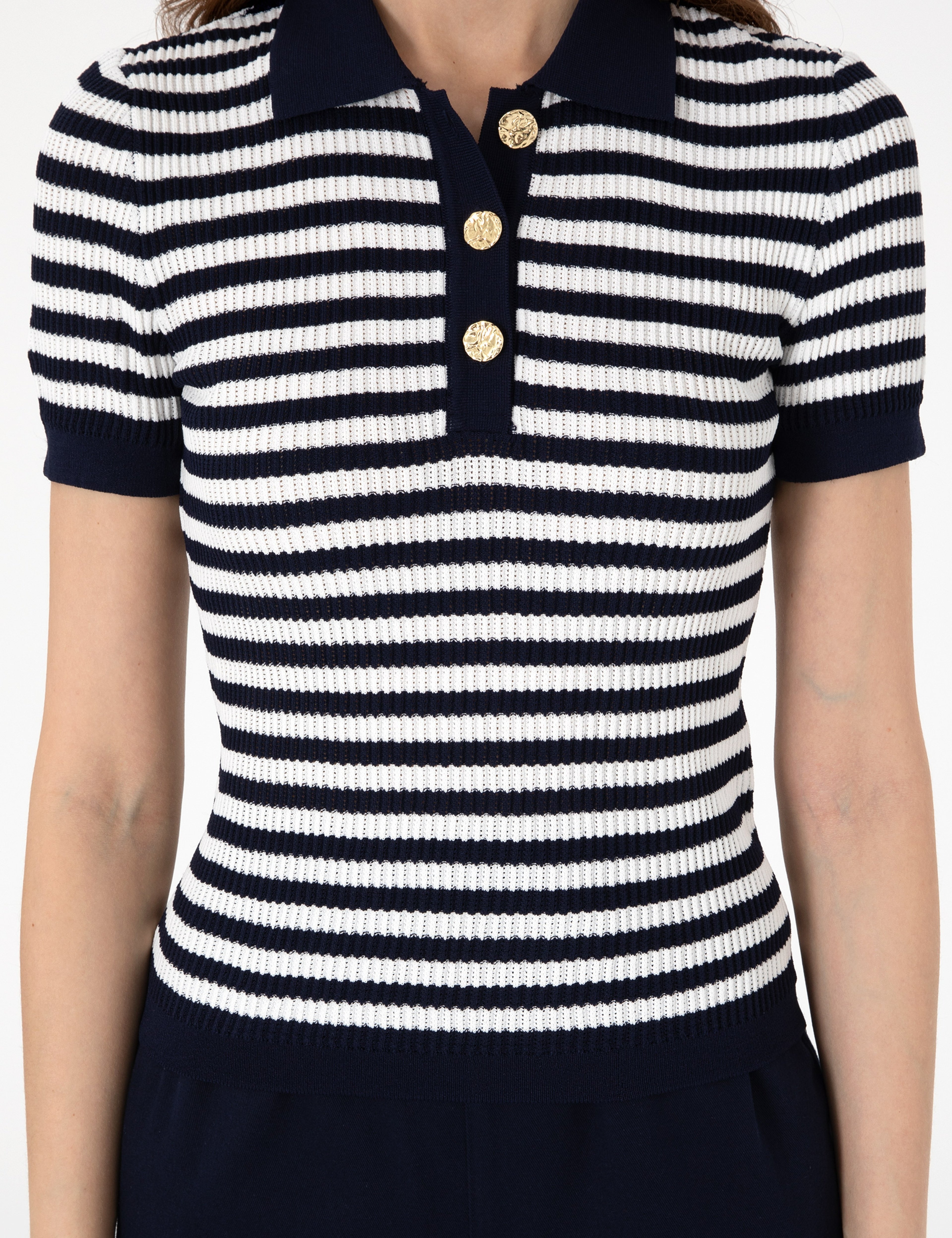 Lacivert Slim Fit Polo Yaka Triko Tişört - Image 6