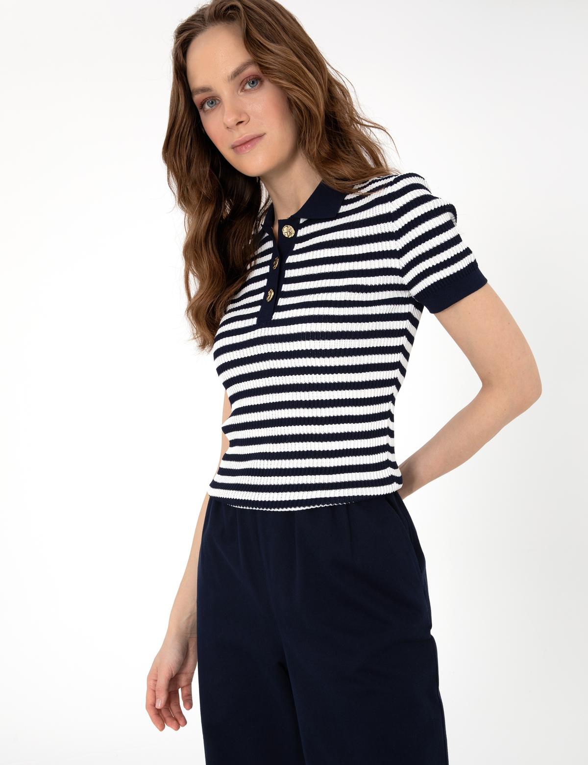 Lacivert Slim Fit Polo Yaka Triko Tişört