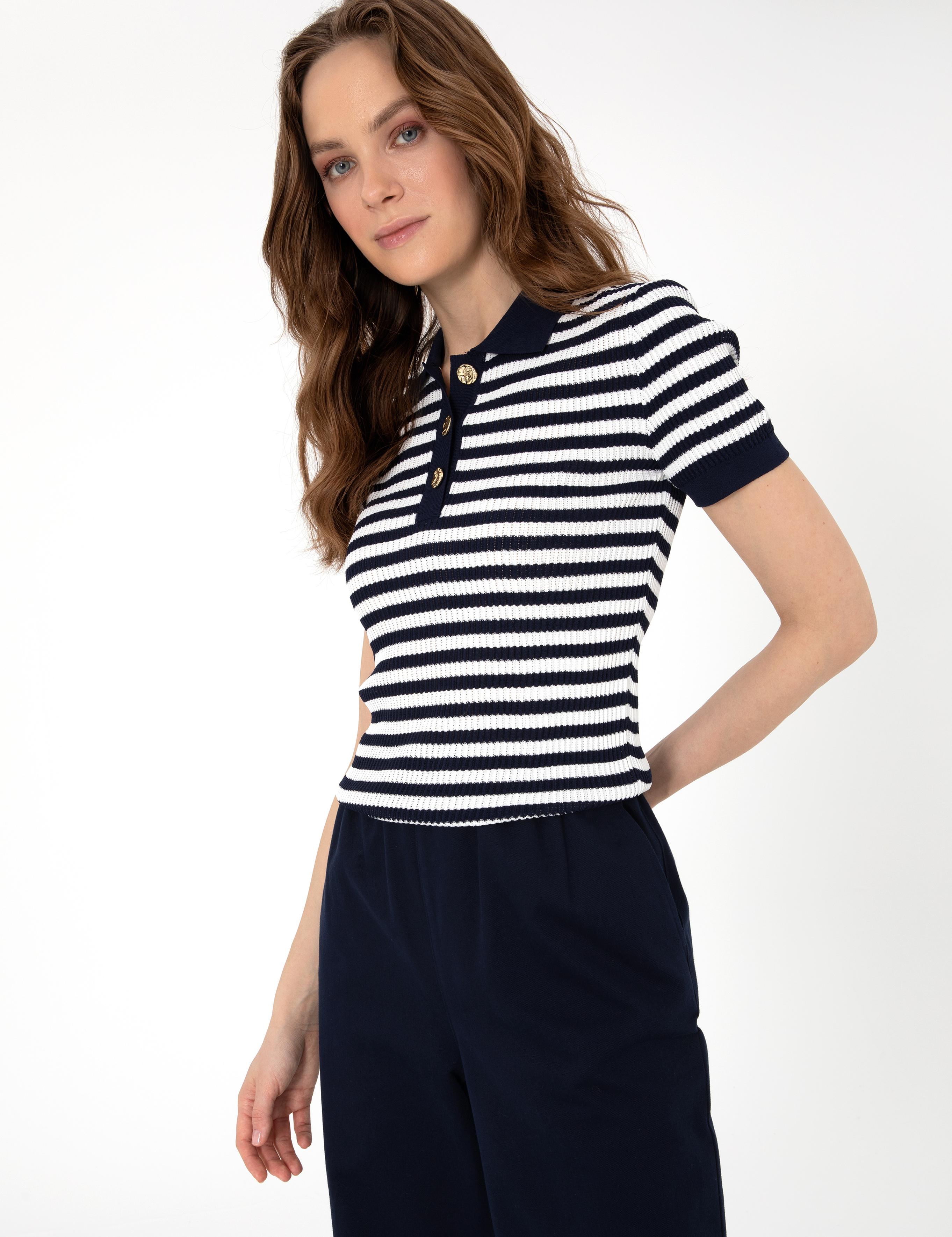 Lacivert Slim Fit Polo Yaka Triko Tişört