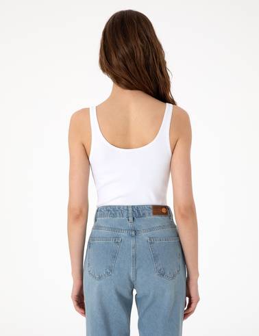 Beyaz Slim Fit Triko Tişört