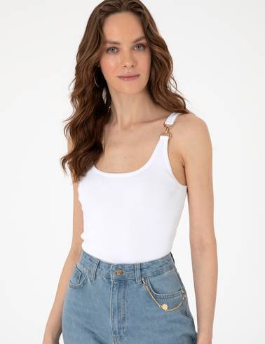 Beyaz Slim Fit Triko Tişört