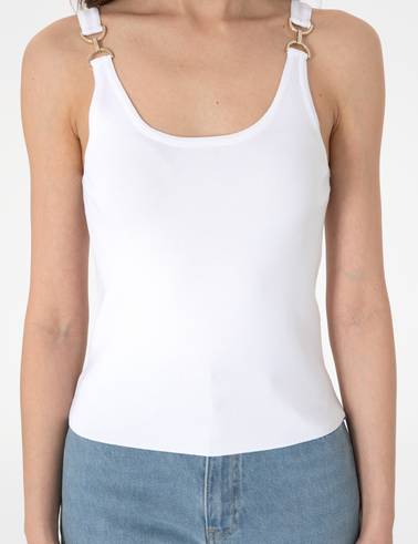 Beyaz Slim Fit Triko Tişört