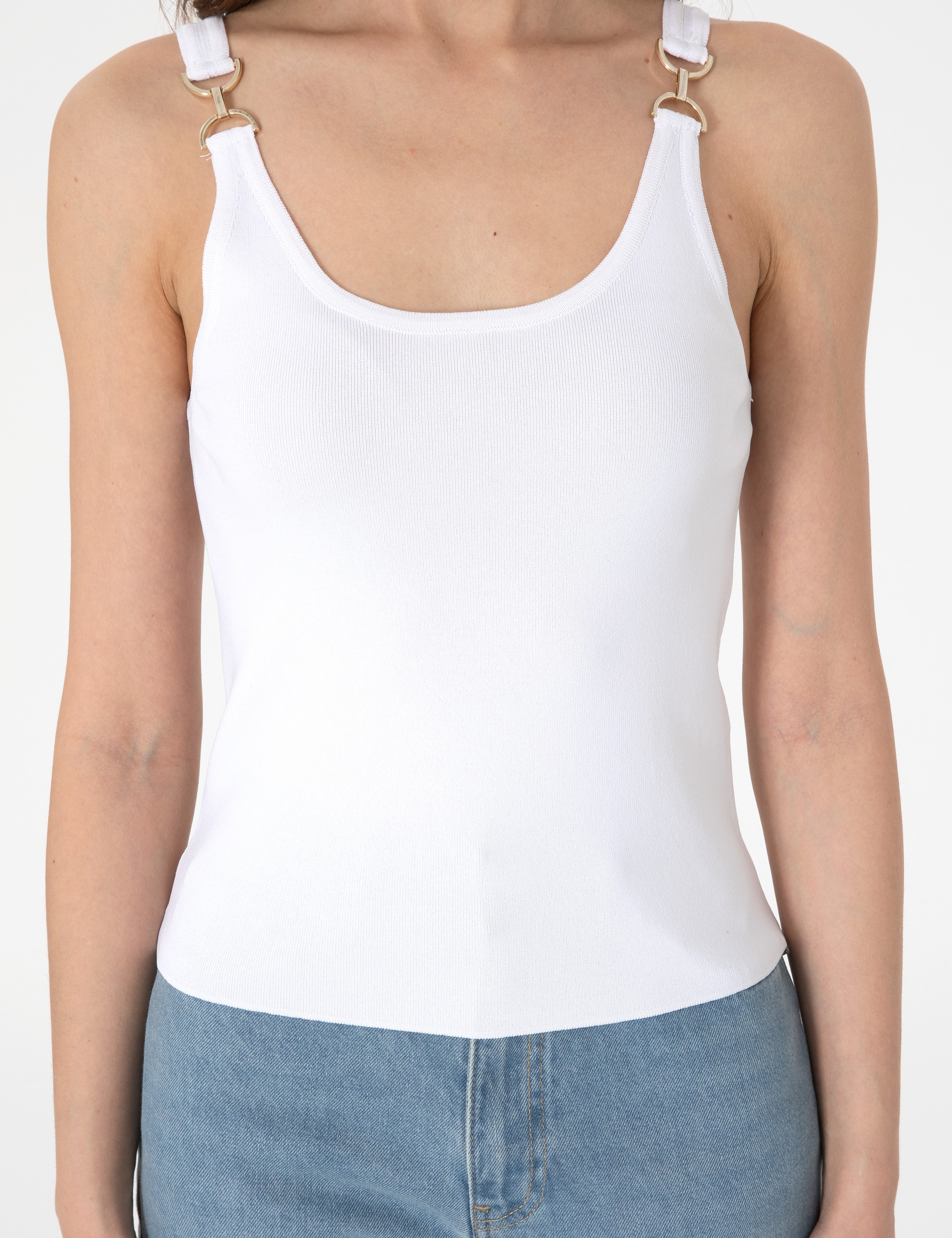 Beyaz Slim Fit Triko Tişört