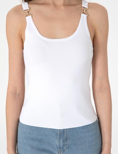 Beyaz Slim Fit Triko Tişört - 50301140015