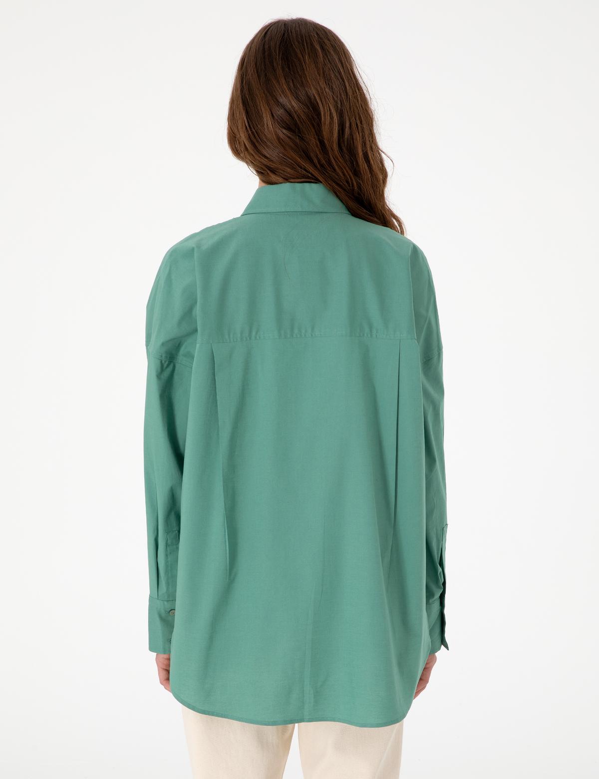 Yeşil Oversize Uzun Kollu Gömlek - 50313596031