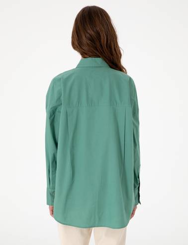 Yeşil Oversize Uzun Kollu Gömlek