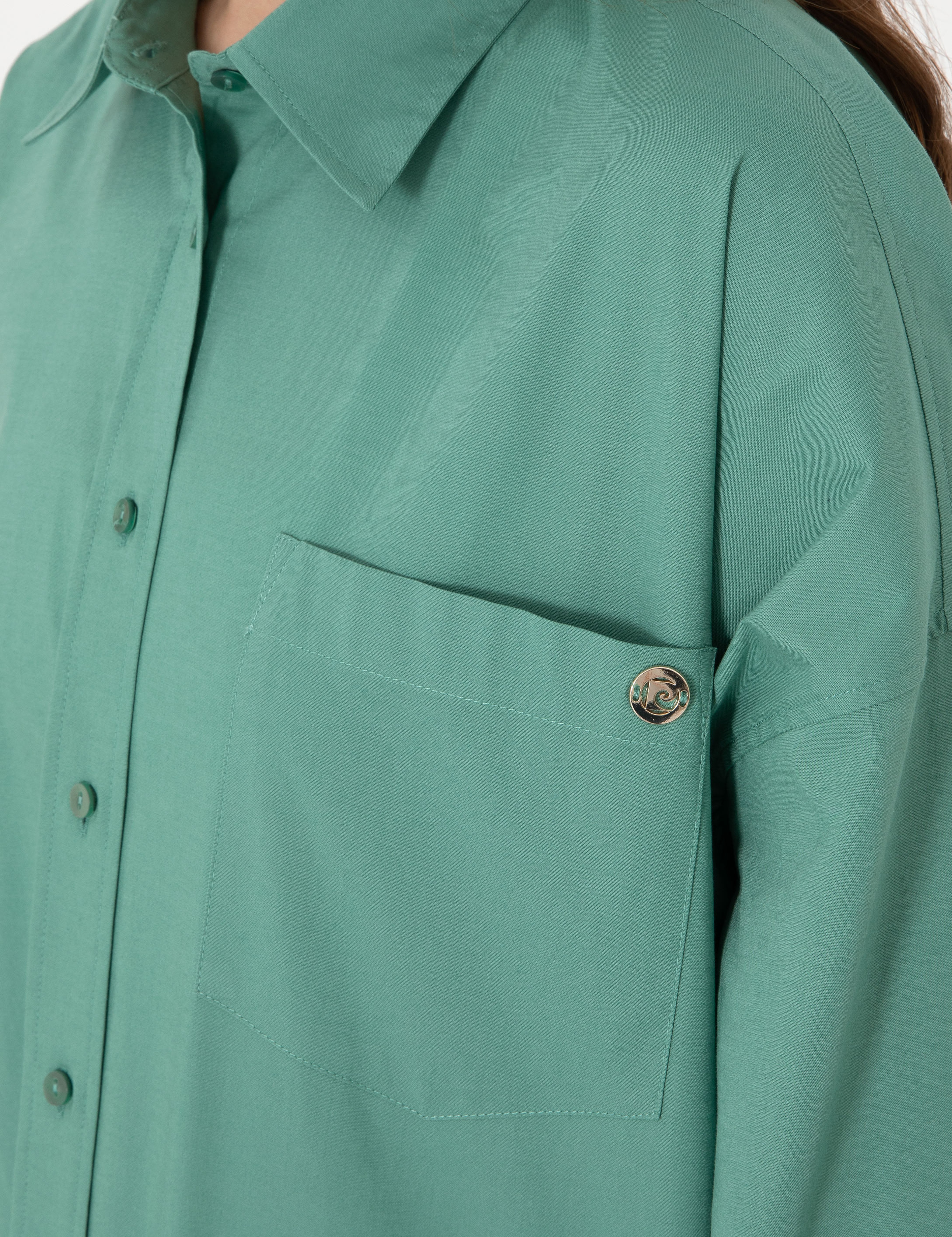 Yeşil Oversize Uzun Kollu Gömlek - Image 7
