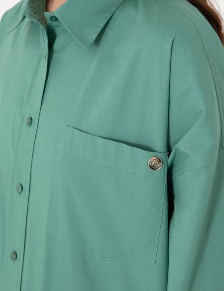 Yeşil Oversize Uzun Kollu Gömlek - 50313596031