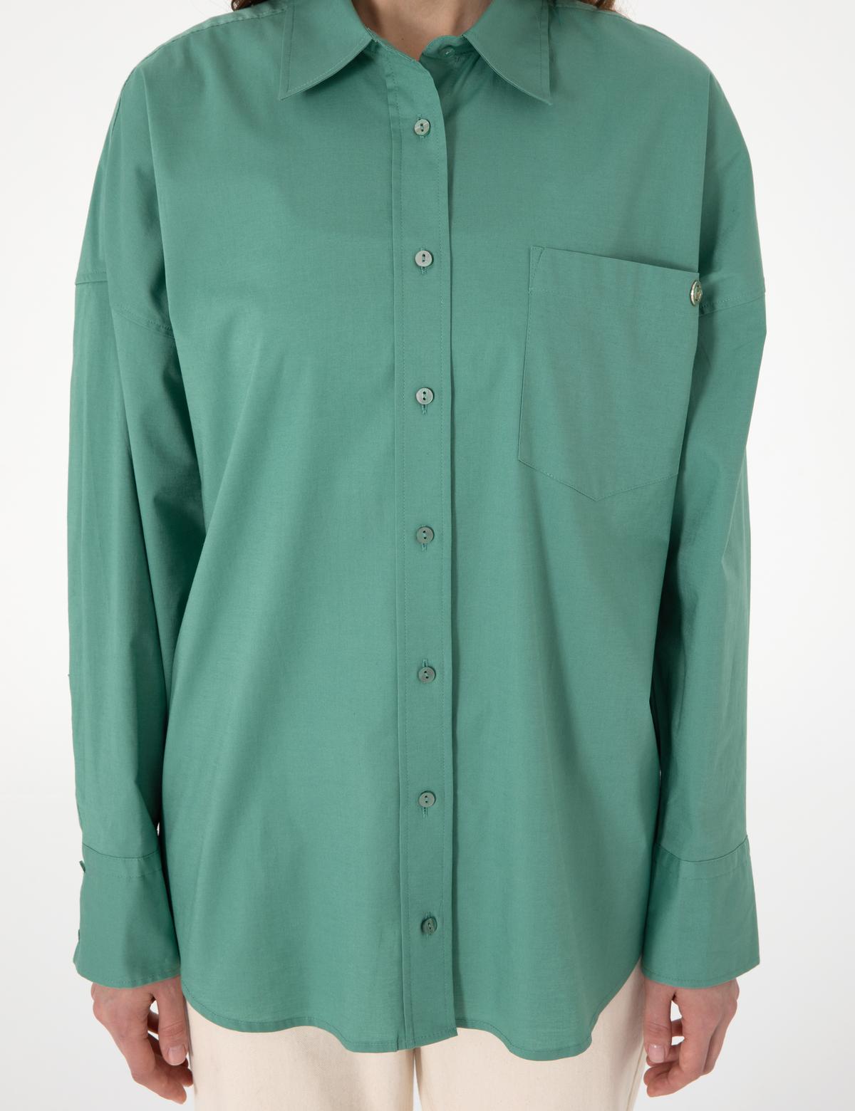 Yeşil Oversize Uzun Kollu Gömlek - 50313596031
