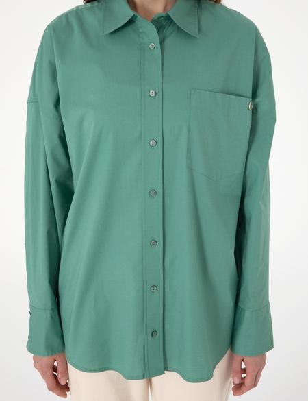 Yeşil Oversize Uzun Kollu Gömlek - 50313596031