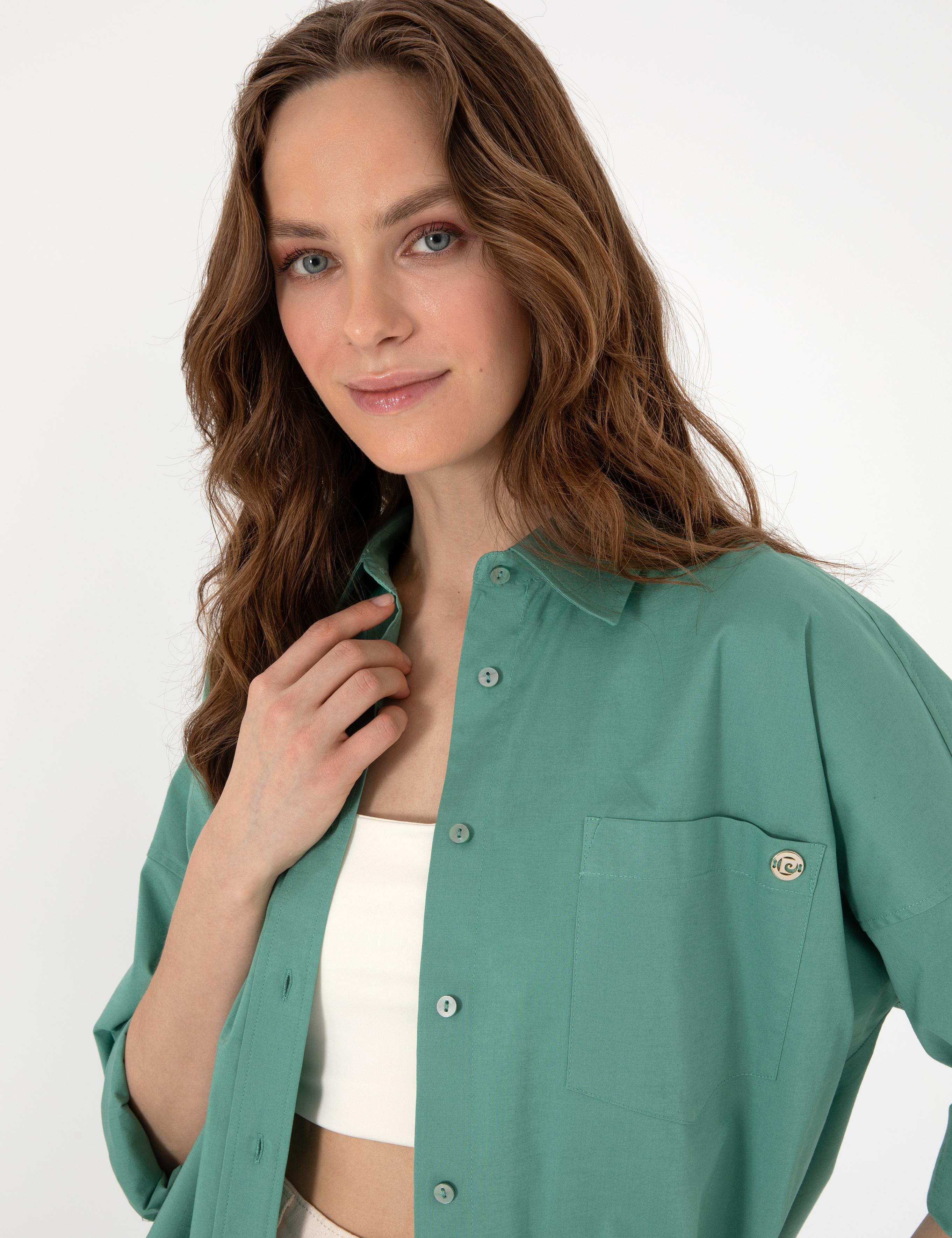 Yeşil Oversize Uzun Kollu Gömlek