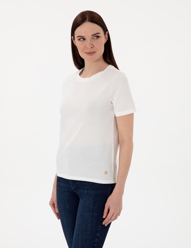 Beyaz Regular Fit Bisiklet Yaka Basic Tişört
