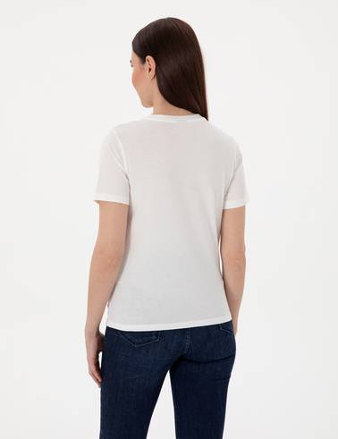 Beyaz Regular Fit Bisiklet Yaka Basic Tişört
