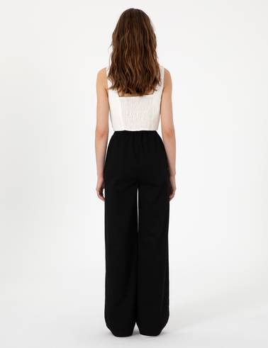 Siyah Yüksek Bel Loose Fit Pantolon
