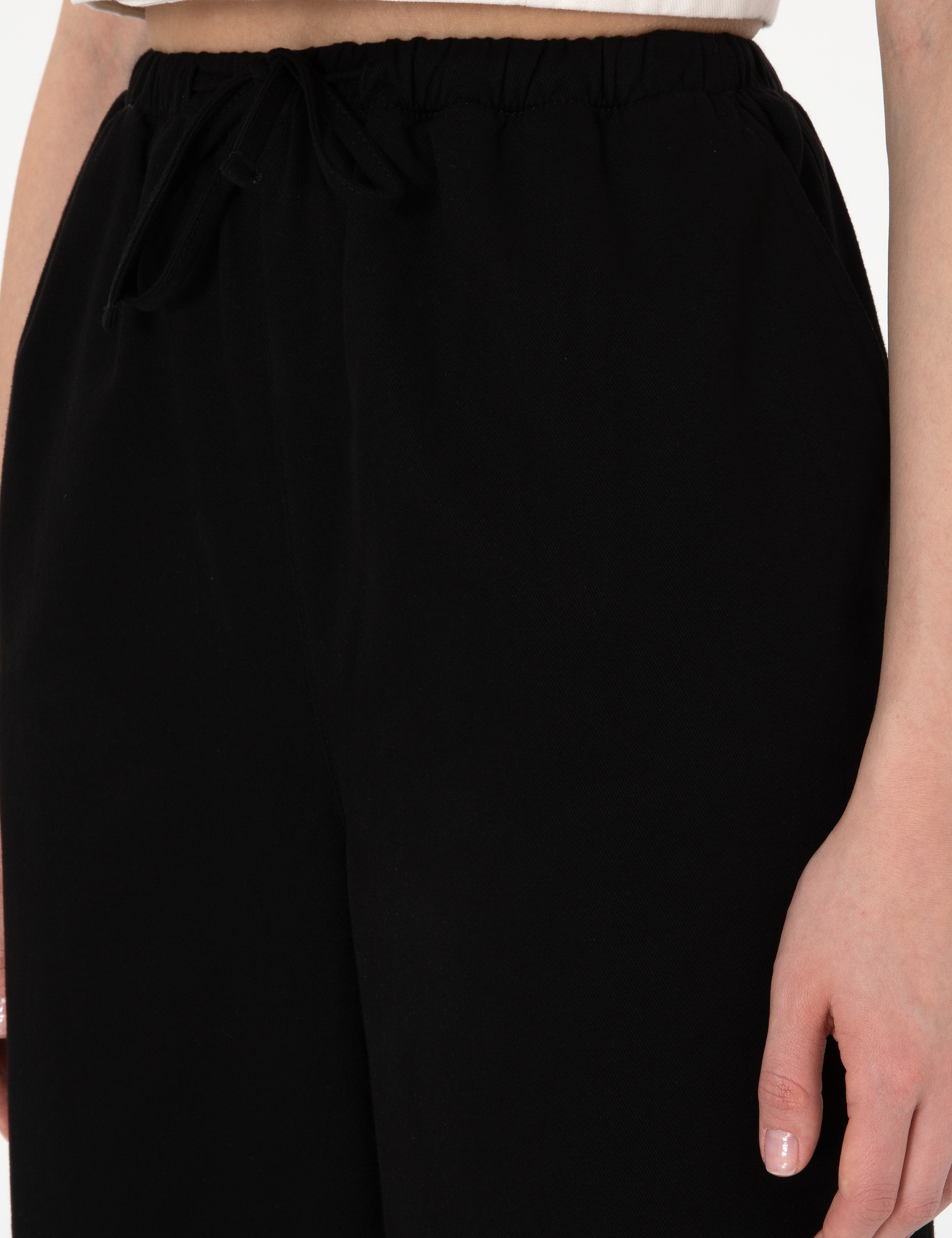 Siyah Yüksek Bel Loose Fit Pantolon - Image 5