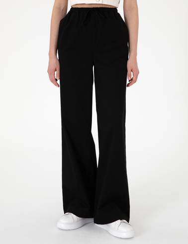 Siyah Yüksek Bel Loose Fit Pantolon