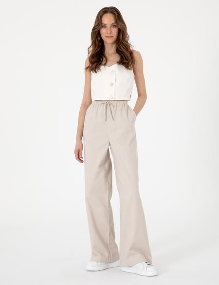 Bej Yüksek Bel Loose Fit Pantolon - 50313136025
