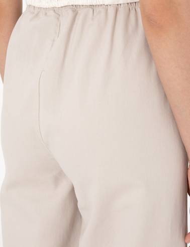 Bej Yüksek Bel Loose Fit Pantolon