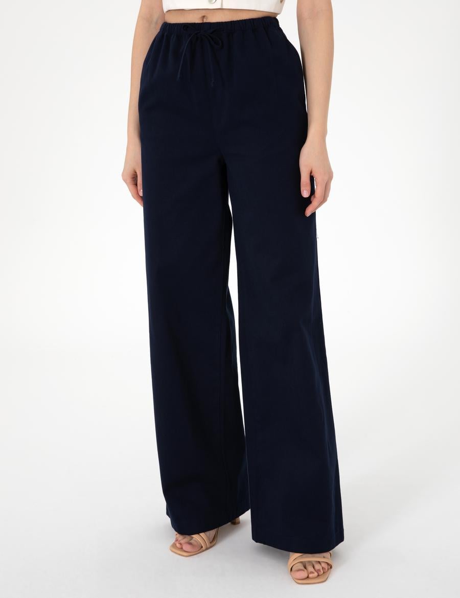 Lacivert Yüksek Bel Loose Fit Pantolon