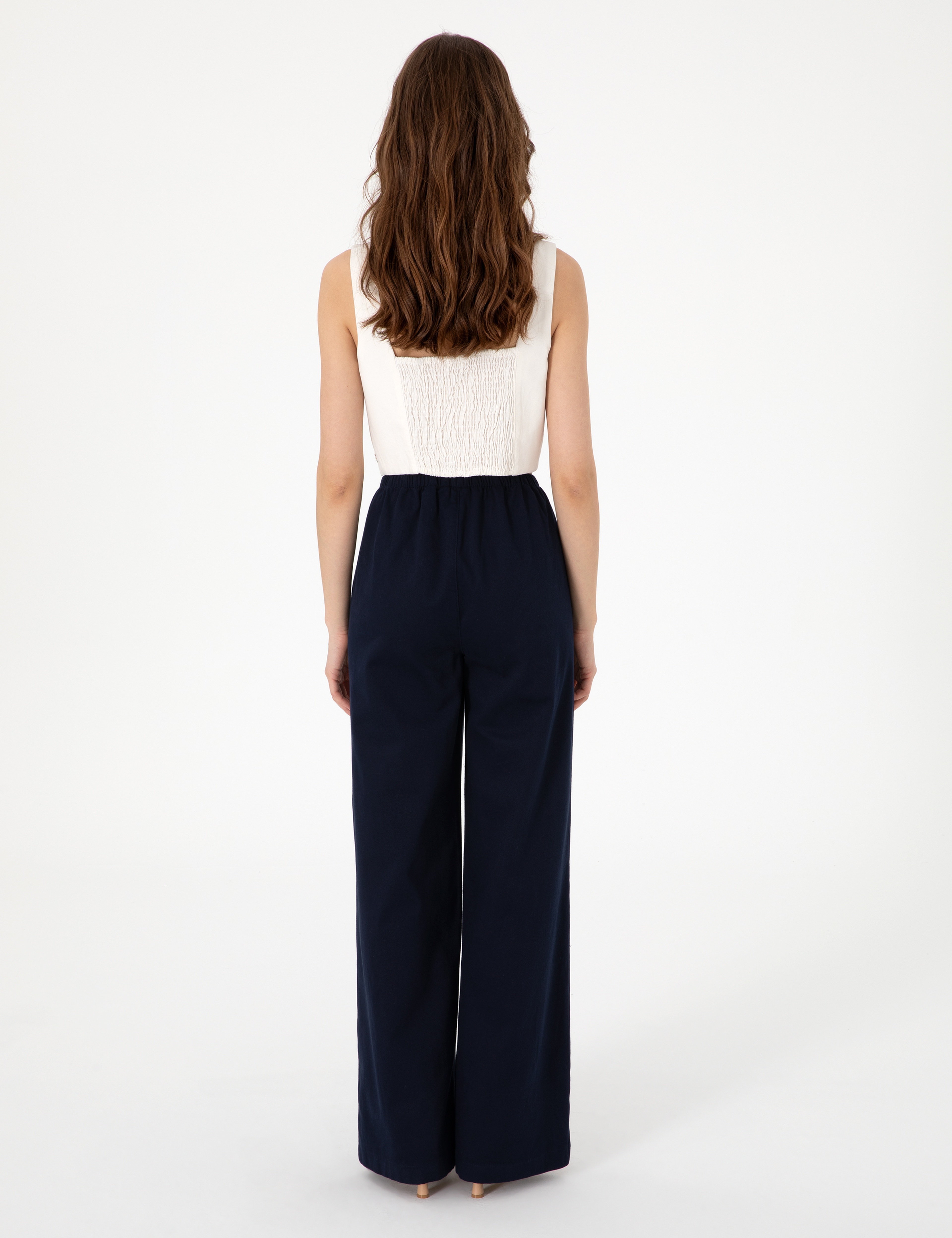 Lacivert Yüksek Bel Loose Fit Pantolon - Image 4