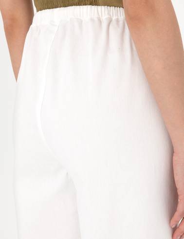 Beyaz Yüksek Bel Loose Fit Pantolon