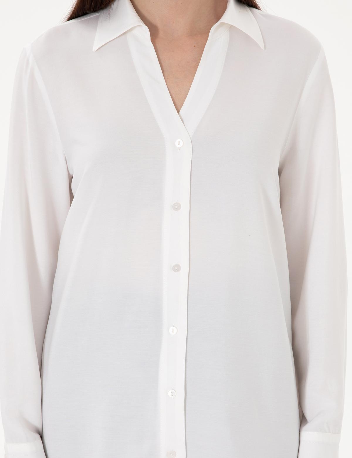 Beyaz Comfort Fit Uzun Kollu Gömlek - 50311566003