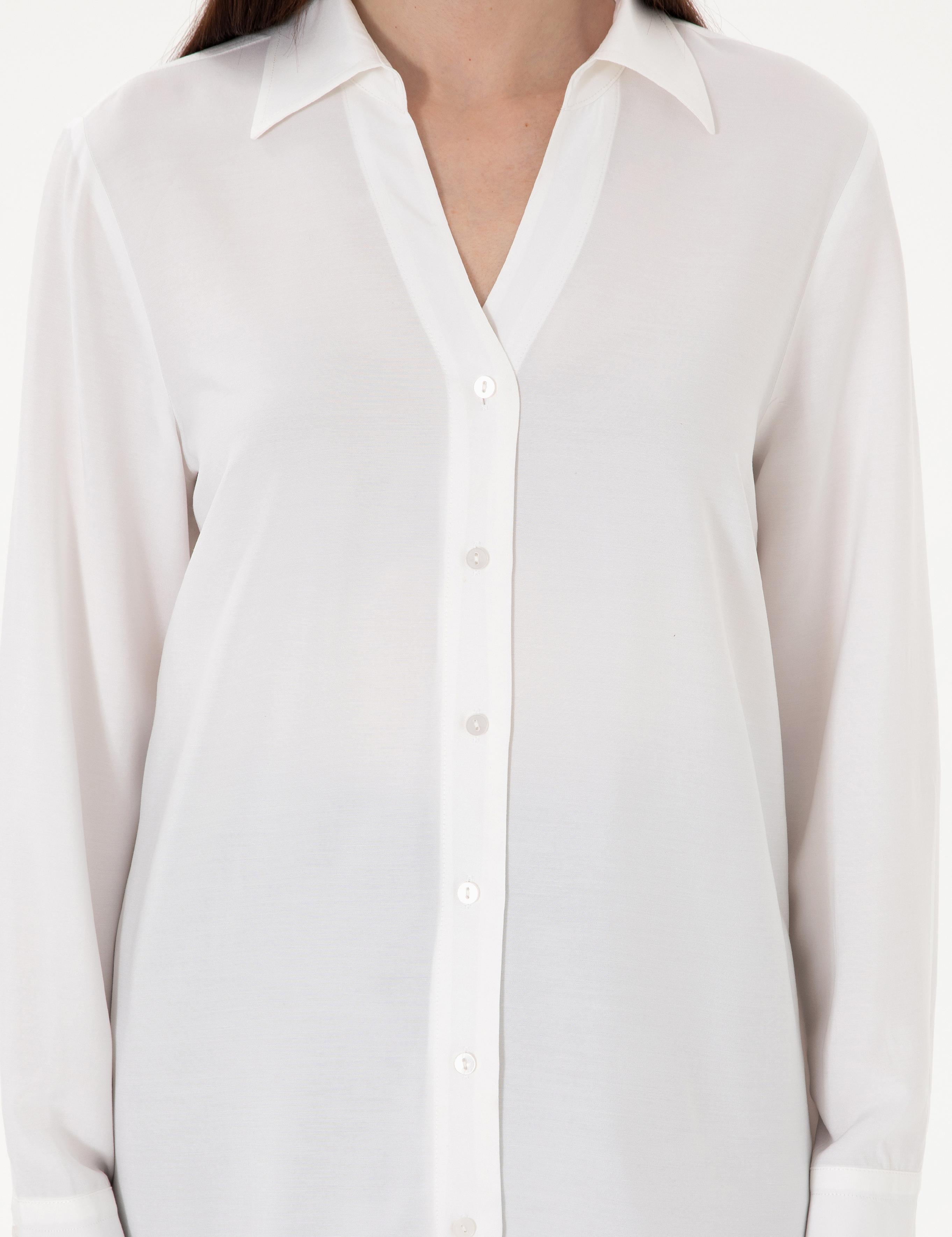 Beyaz Comfort Fit Uzun Kollu Gömlek