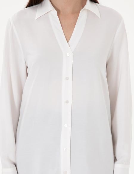 Beyaz Comfort Fit Uzun Kollu Gömlek - 50311566003