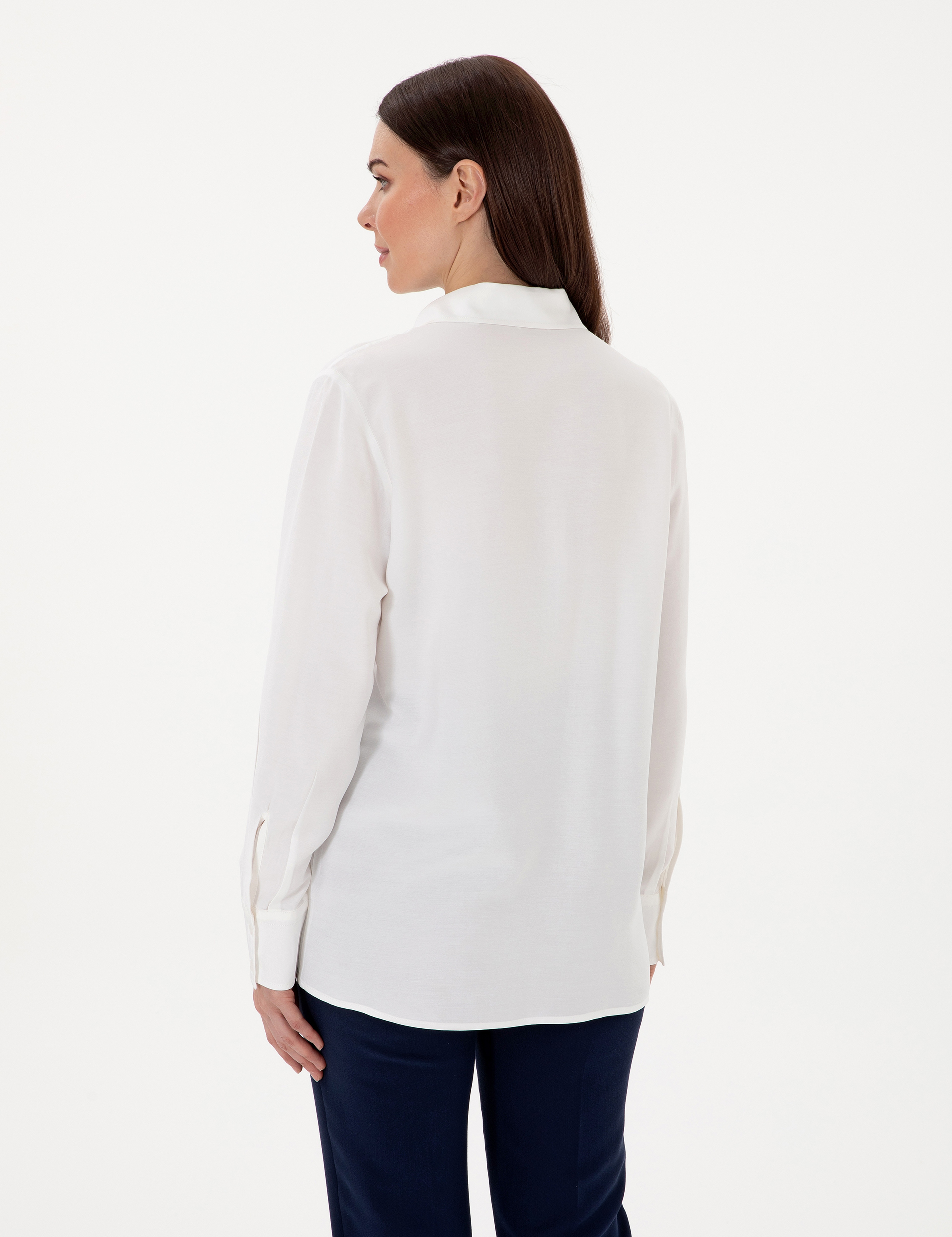 Beyaz Comfort Fit Uzun Kollu Gömlek - Image 5
